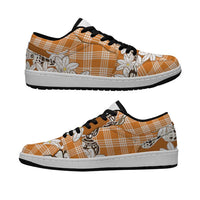 Orange Hawaii Tiare and Shell Lei Low Sneakers Hawaiian Palaka Luxury Vibes - Polynesian Pride
