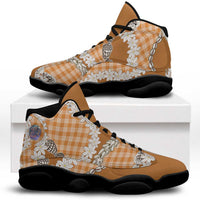 Orange Hawaii Tiare and Shell Lei Sneakers J13 Hawaiian Palaka Luxury Vibes - Polynesian Pride