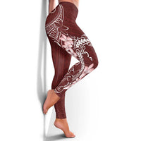 Oxblood Hawaii Leggings Hammerhead Shark Tattoo Curve Polynesian - Polynesian Pride