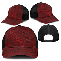 Oxblood Polynesia Mesh Trucker Cap Hawaiian Tribal Hammerhead Shark Tattoo - Polynesian Pride
