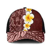 Oxblood Tropical Plumeria With Galaxy Polynesian Art Baseball Net Cap LT14 One Size Black Oxblood - Polynesian Pride