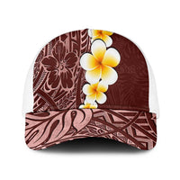 Oxblood Tropical Plumeria With Galaxy Polynesian Art Baseball Net Cap LT14 One Size White Oxblood - Polynesian Pride