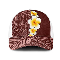 Oxblood Tropical Plumeria With Galaxy Polynesian Art Mesh Trucker Cap LT14 One Size White Oxblood - Polynesian Pride