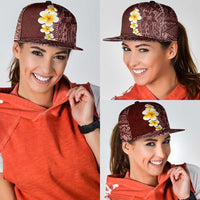 Oxblood Tropical Plumeria With Galaxy Polynesian Art Snapback Cap - Polynesian Pride