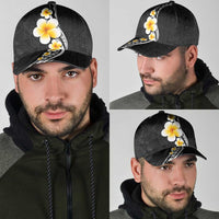 Pacific Hibiscus and Plumeria Tapa Pattern Classic Cap Black Color LT03