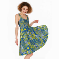 Palau Ungil Kurismas Midi Dress Pacific Patchwork Xmas Vibes - Polynesian Pride