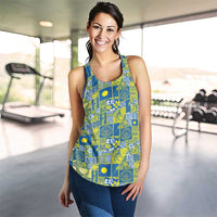 Palau Ungil Kurismas Women Racerback Tank Pacific Patchwork Xmas Vibes - Polynesian Pride