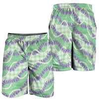 Pastel Green Hawaii Palaka Honohono Pikake Shorts for Men Hawaiian Orchid Lei Polynesian Pattern - Polynesian Pride