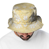 Pastel Yellow Mermaid Puakenikeni Maile Lei Bucket Hat