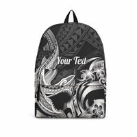 Personalized Hawaii Shark Tattoo Backpack Hawaiian Pattern Plumeria Black