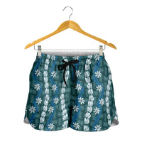 Pikake Maile Tiare Lei Shorts for Women Polu Lauhala Pattern LT01 - Polynesian Pride