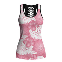 Pink Aloha Hawaii Hollow Tank Top Monstera Hibiscus Plumeria Seamless Vibes - Polynesian Pride
