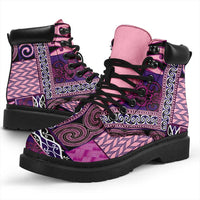 Pink Aotearoa Kowhaiwhai Pattern All Season Boots NZ Maori Quilt Style - Polynesian Pride