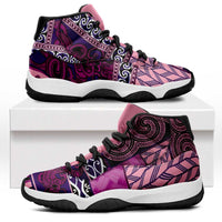 Pink Aotearoa Kowhaiwhai Pattern Sneakers J11 NZ Maori Quilt Style - Polynesian Pride