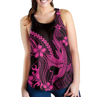 Pink Black Aloha Hawaii Women Racerback Tank Polynesian Shark Tattoo With Plumeria - Polynesian Pride
