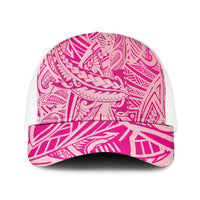 Pink Gradient Polynesia Mesh Trucker Cap Hawaiian Tribal Hammerhead Shark Tattoo LT14 One Size White Pink - Polynesian Pride