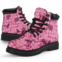 Pink Palaka Hawaii Cowboy All Season Boots Puakenikeni Lei Paniolo Papale Seamless Vibes - Polynesian Pride