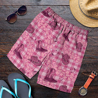 Pink Palaka Hawaii Cowboy Shorts for Men Puakenikeni Lei Paniolo Papale Seamless Vibes LT14 Pink - Polynesian Pride