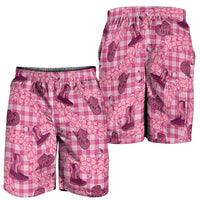 Pink Palaka Hawaii Cowboy Shorts for Men Puakenikeni Lei Paniolo Papale Seamless Vibes LT14 - Polynesian Pride