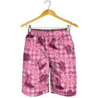 Pink Palaka Hawaii Cowboy Shorts for Men Puakenikeni Lei Paniolo Papale Seamless Vibes LT14 - Polynesian Pride