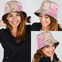 Pink Palaka Hawaii Leis Bucket Hat Hawaiian-plaid Elegant Tropical Vibes - Polynesian Pride