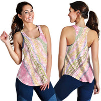 Pink Palaka Hawaii Leis Women Racerback Tank Hawaiian-plaid Elegant Tropical Vibes - Polynesian Pride