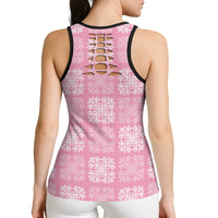 Pink Palaka Quilt Hawaii Hollow Tank Top Traditional Hawaii-plaid Pattern LT14 - Polynesian Pride