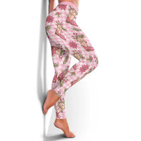 Pink Paniolo Palaka Hawaiian Cowgirl Christmas Leggings - Polynesian Pride