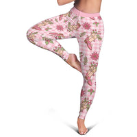 Pink Paniolo Palaka Hawaiian Cowgirl Christmas Leggings - Polynesian Pride