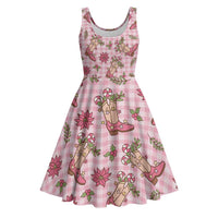 Pink Paniolo Palaka Hawaiian Cowgirl Christmas Midi Dress - Polynesian Pride