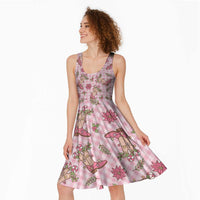 Pink Paniolo Palaka Hawaiian Cowgirl Christmas Midi Dress - Polynesian Pride