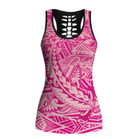 Pink Polynesia Hollow Tank Top Hawaiian Tribal Hammerhead Shark Tattoo LT14 Female Pink - Polynesian Pride