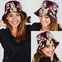 Pink Tropical Hawaii Bucket Hat Seamless Monstera Plumeria Hawaiian Pattern - Polynesian Pride