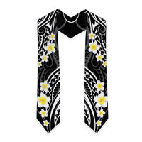 Plumeria With Black Polynesian Tattoo Pattern Graduation Stole LT05 - Polynesian Pride