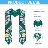Plumeria With Teal Polynesian Tattoo Pattern Graduation Stole LT05 - Polynesian Pride