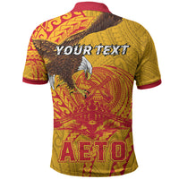 Personalized American Samoa Fautasi Race Polo Shirt Red Cuff Aeto Pago Pago with Eagle Samoan Tribal Patterns LT03