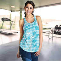 Polu Aloha Hawaii Women Racerback Tank Plumeria Lei With Palaka Motif - Polynesian Pride