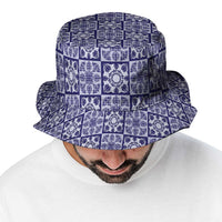 Polu Palaka Quilt Hawaii Bucket Hat Hawaiian Tropical Monstera Sea Turtle