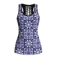 Polu Palaka Quilt Hawaii Hollow Tank Top Hawaiian Tropical Monstera Sea Turtle