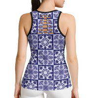 Polu Palaka Quilt Hawaii Hollow Tank Top Hawaiian Tropical Monstera Sea Turtle