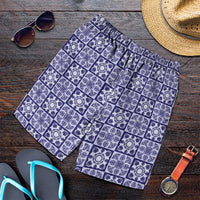 Polu Palaka Quilt Hawaii Shorts for Men Hawaiian Tropical Monstera Sea Turtle