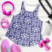 Polu Palaka Quilt Hawaii Women Racerback Tank Hawaiian Tropical Monstera Sea Turtle