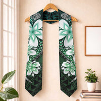 Polynesia Floral Tattoo Graduation Stole With Aqua Gradient Plumeria LT05 One Size Aqua - Polynesian Pride