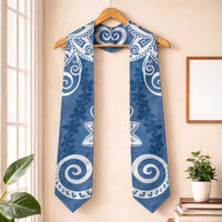 Polynesia Graduation Stole Blue Floral Pattern LT05 One Size Blue - Polynesian Pride
