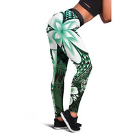 Polynesia Romantic Valentine Leggings Sea Turtle Couple With Aqua Gradient Plumeria LT05 - Polynesian Pride