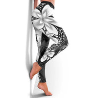 Polynesia Romantic Valentine Leggings Sea Turtle Couple With Black Plumeria LT05 - Polynesian Pride