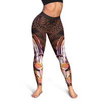 Polynesian Art Tattoo Leggings Plumeria Flowers Peach Gradient LT05 - Polynesian Pride