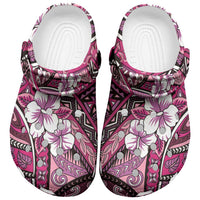 Polynesian Hibiscus Tropical Pink Floral Clogs Shoes Tribal Pattern - Polynesian Pride