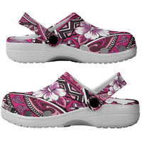 Polynesian Hibiscus Tropical Pink Floral Clogs Shoes Tribal Pattern - Polynesian Pride