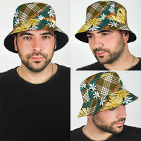 Polynesian Monstera Tiare Floral Bucket Hat Yellow Tropical Plaid - Polynesian Pride